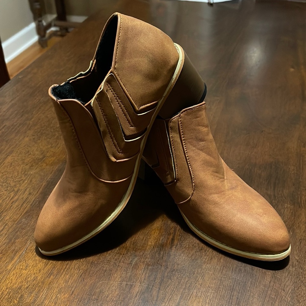 Brand new faux leather ankle boots
